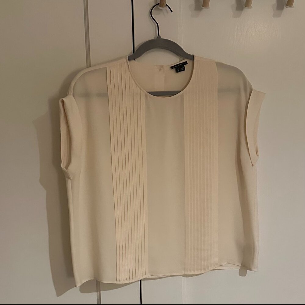 Theory Ivory 100% Silk Blouse
